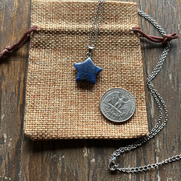 Lapis Lazuli Star Pendant Lapis Lazuli Necklace Crystal Necklace - Picture 2 of 2